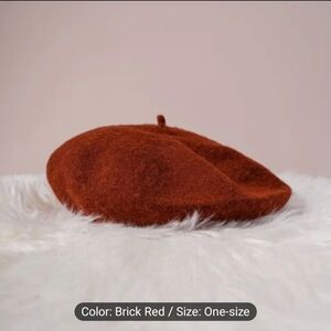 Brick Red Beret Knit Hat